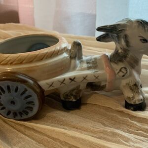 Occupied Japan Donkey And Cart Planter